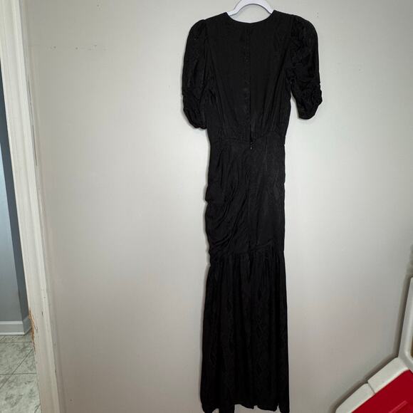 AFRM Nile Black Snake Jacquard Ruched Maxi Dress Women Size XS - Picture 7 of 11